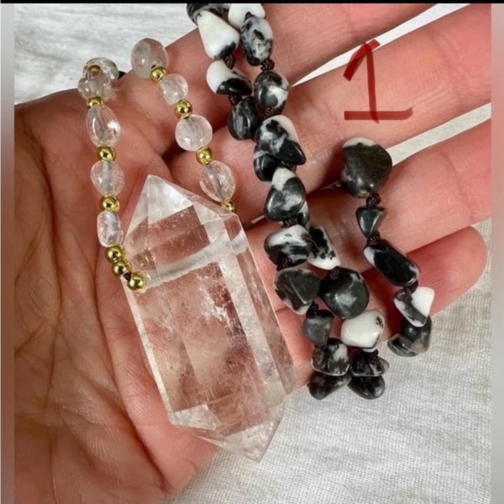 White Buffalo Turquoise + DT Quartz Mala Necklace Pendant - Picture 3 of 8